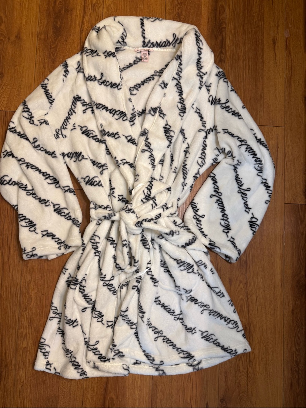 Victoria's Secret White Robe with Black Script